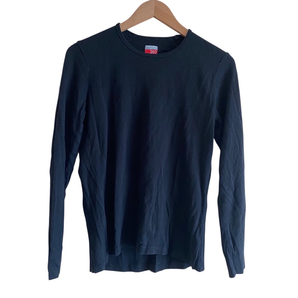 Icebreaker Merino 260 Wool Base Layer Women’s Large Black Hiking Gorpcore FLAW